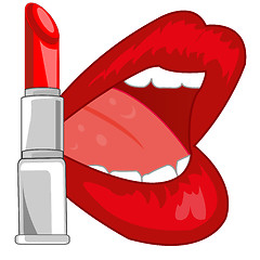 Image showing Feminine lips and pomade red