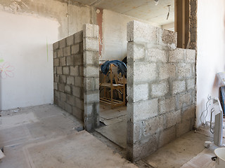 Image showing Remodeling in a new building, installation of an internal partition