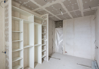 Image showing Interior of the renovated room with built-in wardrobe