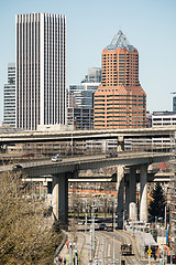 Image showing Interstate 5 Portland Oregon Highway Carries Cars South From Dow