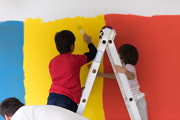 Image showing boys painting wall