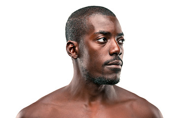 Image showing Positive thinking African-American man on brown background