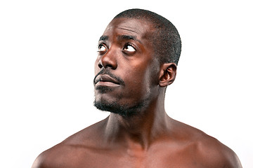 Image showing Positive thinking African-American man on brown background