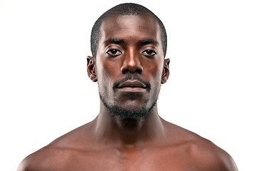 Image showing Positive thinking African-American man on brown background