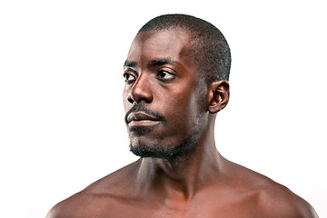 Image showing Positive thinking African-American man on brown background