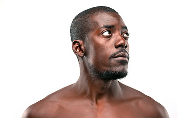 Image showing Positive thinking African-American man on brown background