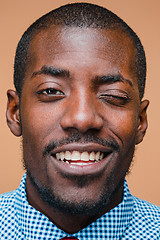 Image showing Portrait of a very happy afro American man