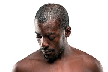 Image showing Positive thinking African-American man on brown background