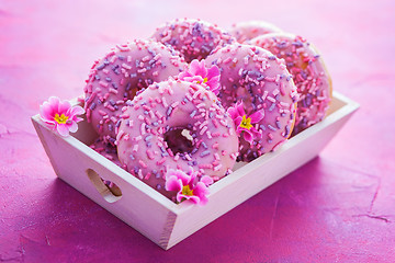 Image showing delicious pink donuts