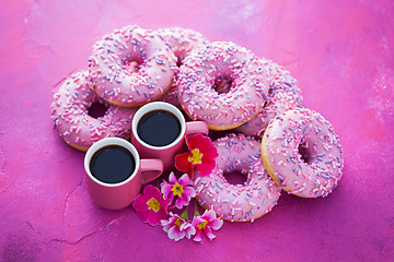 Image showing delicious pink donuts