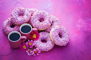 Image showing delicious pink donuts