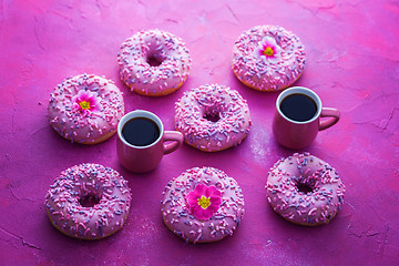 Image showing delicious pink donuts