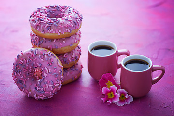 Image showing delicious pink donuts