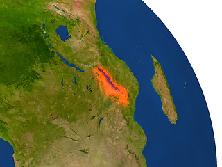 Image showing Map of Malawi in red