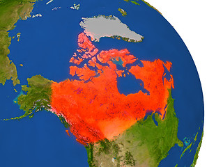 Image showing Map of Canada in red