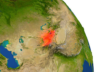 Image showing Map of Kyrgyzstan in red