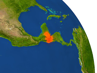 Image showing Map of Guatemala in red
