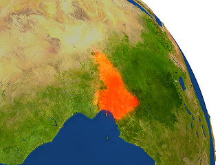 Image showing Map of Cameroon in red