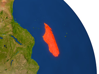 Image showing Map of Madagascar in red