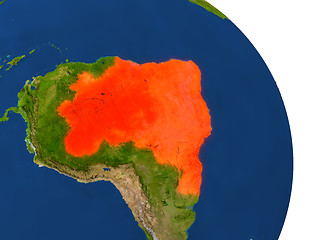 Image showing Map of Brazil in red