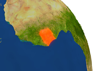 Image showing Map of Ivory Coast in red