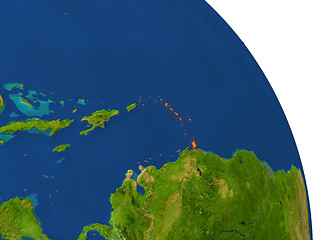 Image showing Map of Caribbean in red