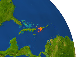 Image showing Map of Haiti in red