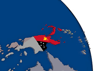 Image showing Papua New Guinea with flag on globe