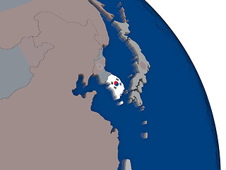 Image showing South Korea with flag on globe