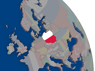 Image showing Poland with flag on globe