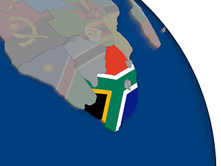 Image showing South Africa with flag on globe