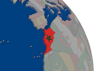 Image showing Morocco with flag on globe