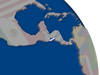 Image showing El Salvador with flag on globe