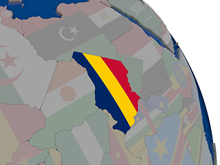 Image showing Chad with flag on globe