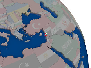 Image showing Lebanon with flag on globe