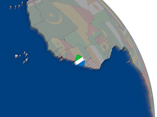 Image showing Sierra Leone with flag on globe