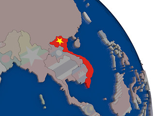 Image showing Vietnam with flag on globe