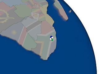 Image showing Lesotho with flag on globe