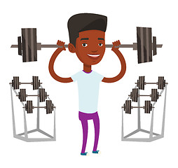 Image showing Man lifting barbell vector illustration.