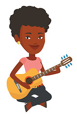 Image showing Woman playing acoustic guitar vector illustration.