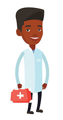 Image showing Doctor holding first aid box vector illustration.