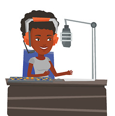Image showing Female dj working on the radio vector illustration