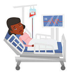 Image showing Woman lying in hospital bed vector illustration.