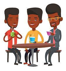 Image showing Group of men drinking hot and alcoholic drinks.
