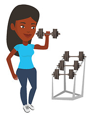 Image showing Woman lifting dumbbell vector illustration.