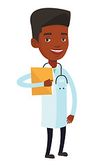 Image showing Doctor with file in medical office.