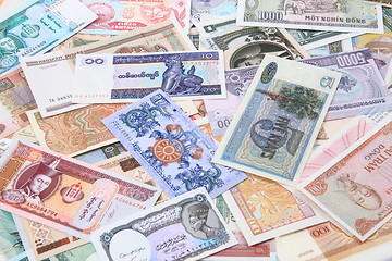 Image showing different world banknotes background