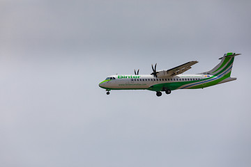 Image showing ARECIFE, SPAIN - APRIL, 16 2017: ATR 72 of Binter with the regis