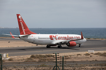 Image showing ARECIFE, SPAIN - APRIL, 15 2017: Boeing 737 - 800 of Corendon.co