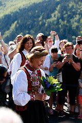 Image showing LOEN, NORWAY - MAY, 20 2017: Queen Sonja of Norway at the openin